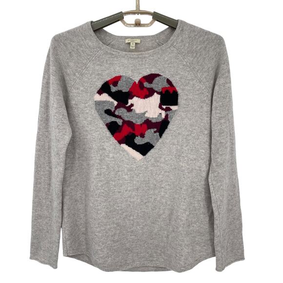 Project Womens 100% Cashmere Sweater Camo Heart Raglan Sleeves Size XS/S NEW - Picture 1 of 5